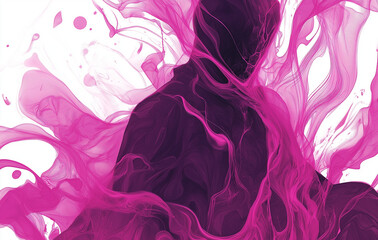 Fototapeta premium Abstract vector illustration of pink smoke on a white background, featuring smooth edges, soft glow effects, wavy lines, and elegant flowing patterns in high resolution