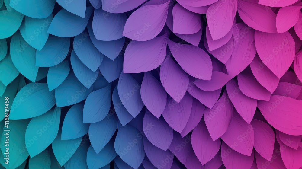 Poster burst abstract background idea. colorful abstract pattern of layered leaves in various shades of blu