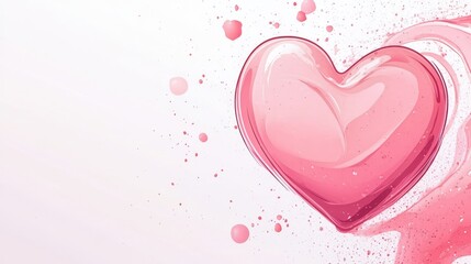 Whimsical Heart Cartoon Illustration in Pastel Pink Tones on White Background for Campaigns