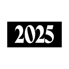 2025 black silhouette vector illustration on white background.
