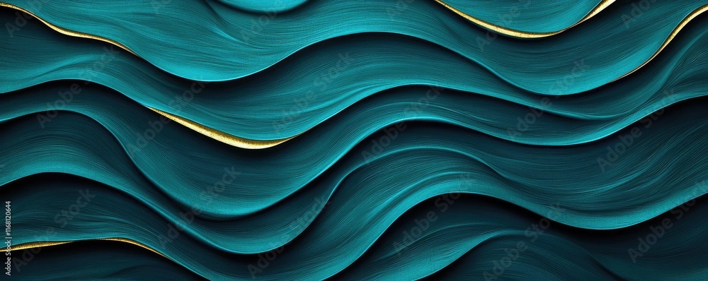 Aufkleber grungy abstract background concept. a serene abstract wave pattern featuring teal tones and golden a