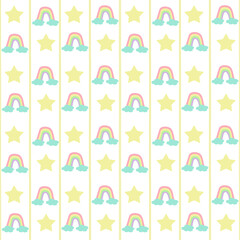 Pastel of Rainbows with Star In Vertical pattern. 