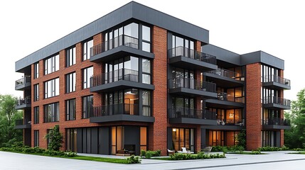 Modern apartment complex urban real estate photography showcase