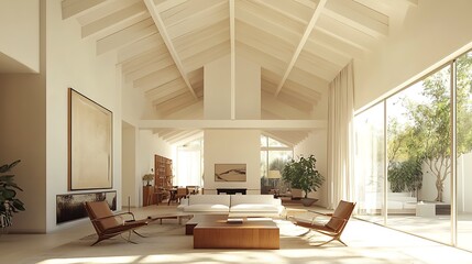Fototapeta premium Modern living room interior design bright space minimalist aesthetic