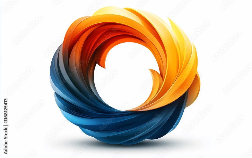 Poster Abstract circular shape with orange and blue gradient.