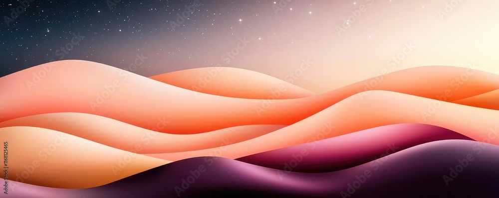 Poster galaxy abstract background idea. abstract landscape with flowing waves in warm colors, creating a se