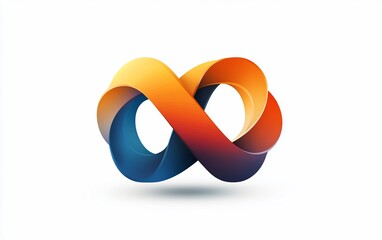 Abstract infinity symbol with gradient, isolated on white.