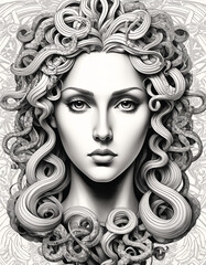 a portrait of meduza in Greek mythology
