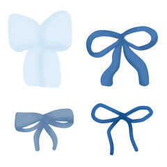 various blue ribbon clipart set