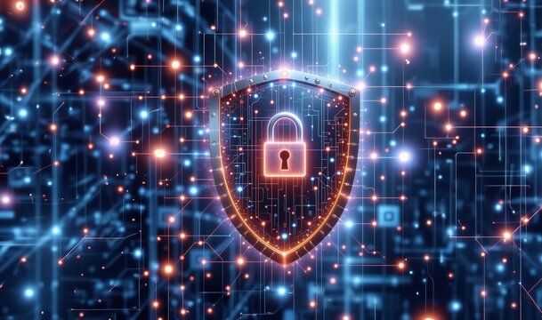 Digital privacy concepts to protect data. Cybersecurity concept. Cyber background. Digital attack by hackers on the internet. Secure access privacy data. Internet protection. Cyber Security. - Powered by Adobe