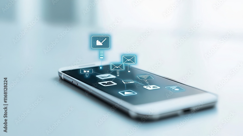 Poster exploring communications technologies and internet connectivity on mobile devices in modern workspac