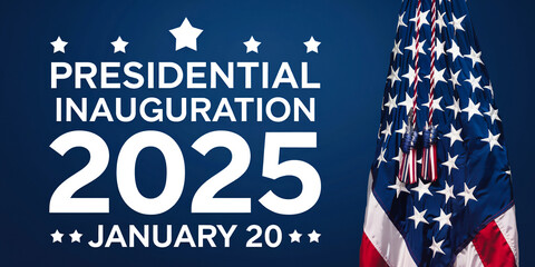 2025 US Presidential Inauguration banner with USA flags. Editable with space for copy. Design for Presidential Inauguration Day January 20, 2025. Vector illustration.