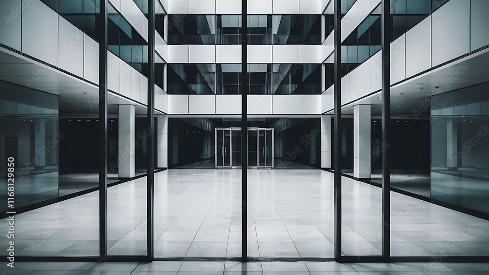 Poster empty modern decor style lobby with empty floors and walls