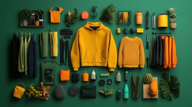 A collection of sustainable fashion items displayed in a virtual storefront, encouraging consumers to shop green on Green Monday