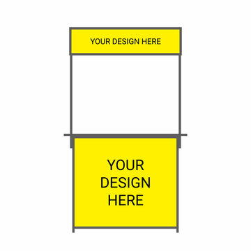 Portable booth front view illustration for business franchise bazaar