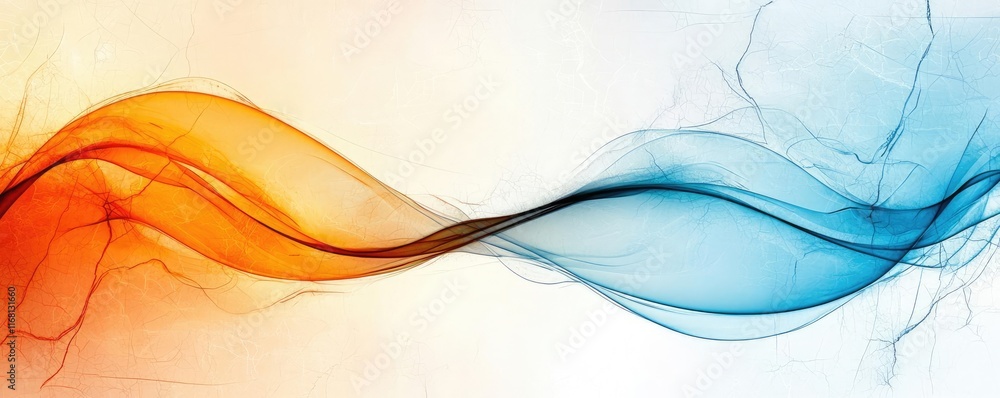 Poster grungy abstract background concept. abstract waves of blue and orange create a flow of energy and cr