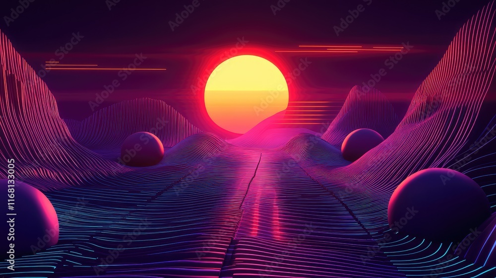 Aufkleber abstract d ai circuits glowing in vibrant textures and dynamic geometric designs on a sleek clean ba
