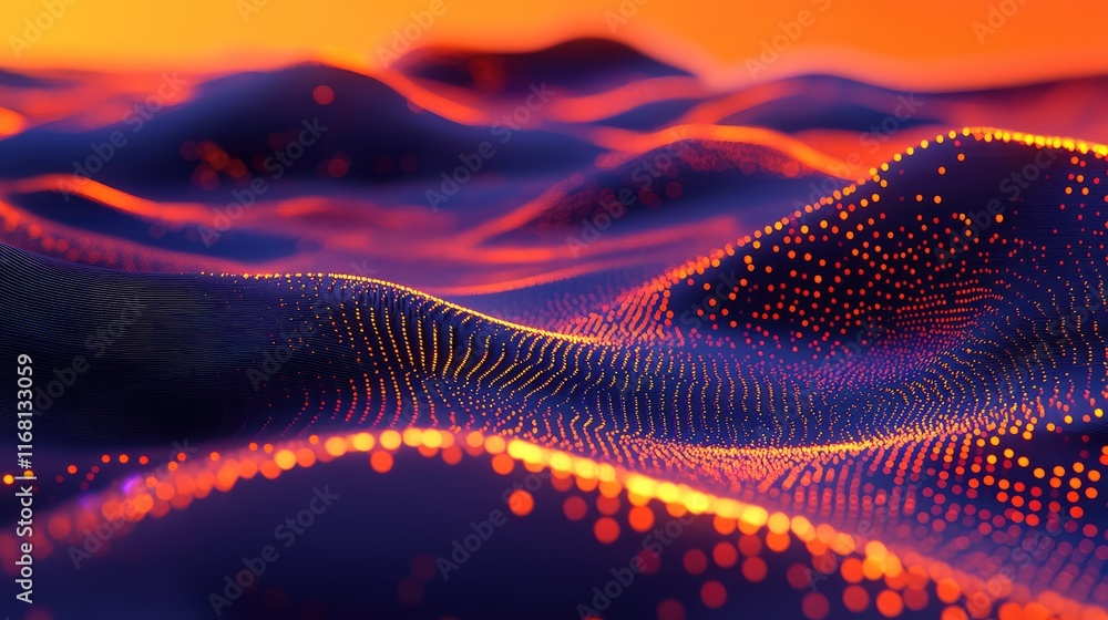 Poster abstract d ai circuits glowing with intricate patterns and vibrant light effects on a sleek minimali