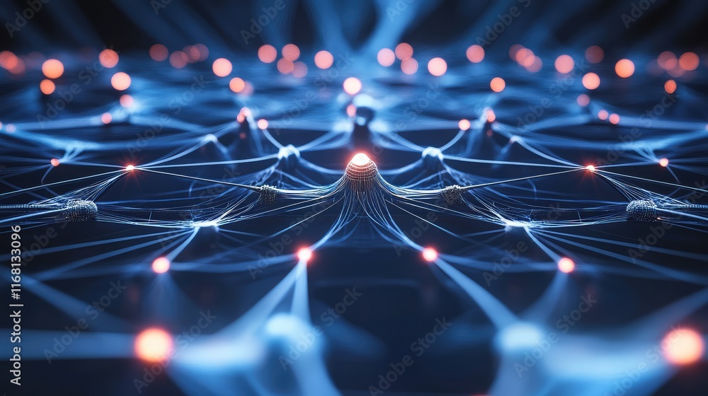 Poster abstract d ai circuits with glowing light effects and interconnected patterns for modern and futuris
