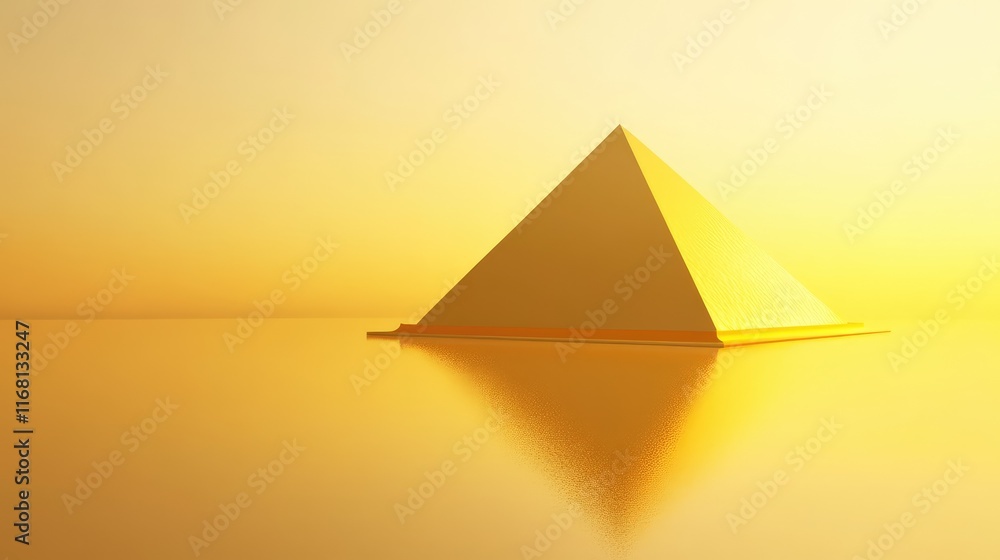 Poster abstract d rendering of a glowing financial pyramid, representing investment structures, on a clean 