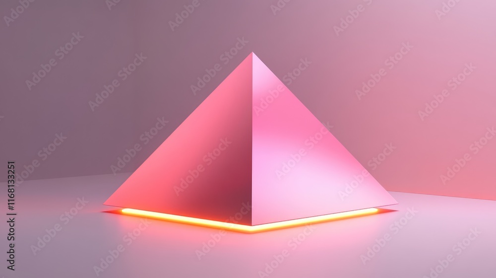 Poster abstract d rendering of a glowing financial pyramid, representing investment structures, on a clean 