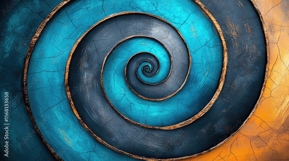 Poster grungy abstract background concept. colorful spiral pattern in blue and orange, symbolizing creativi