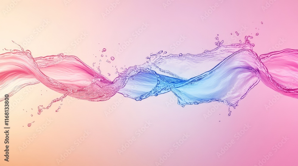 Aufkleber abstract effect of water waves colliding, forming intricate splash patterns on a clean and bright gr