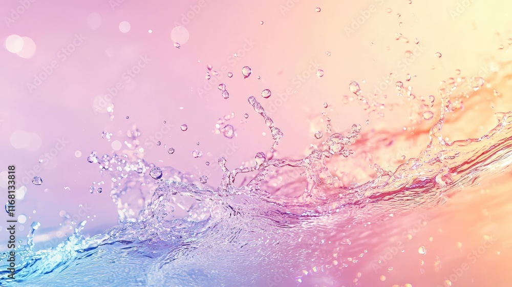 Aufkleber abstract effect of water waves colliding, forming intricate splash patterns on a clean and bright gr