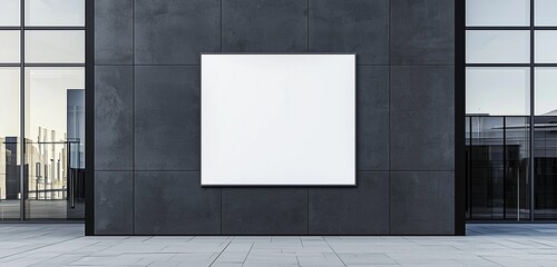 Contemporary wall adorned with a framed white square sign