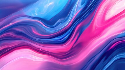 Abstract ink flow with vivid magenta and blue hues, blending seamlessly in water with clean gradients and ample empty space