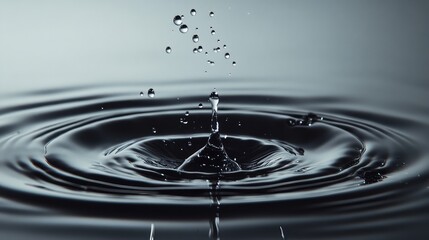 Abstract ripple effect caused by multiple droplets landing on water, forming concentric waves with a clean gradient backdrop