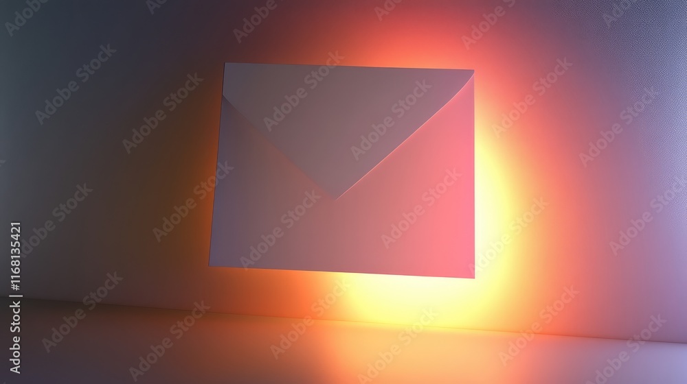 Poster a blank card partially emerging from an envelope on a modern gradient background, perfect for design