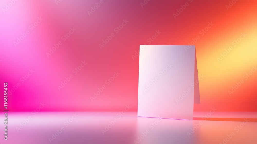 Poster a blank card partially emerging from an envelope on a modern gradient background, perfect for design