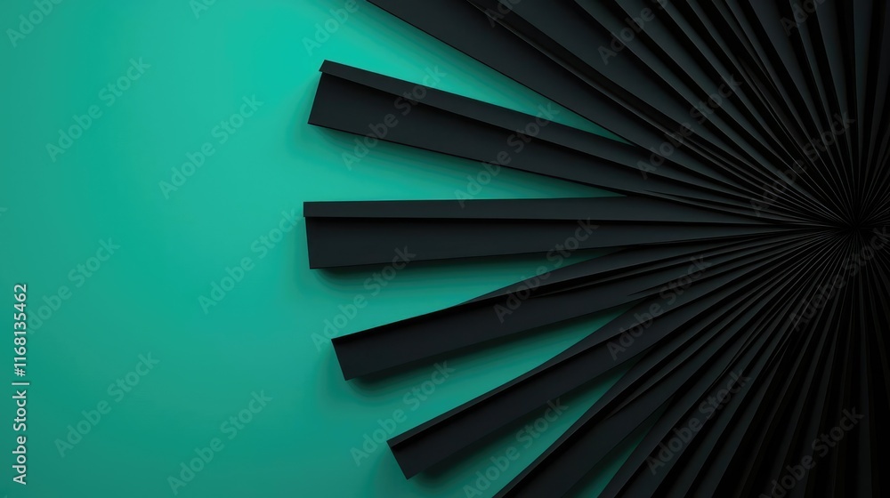 Poster burst abstract background idea. dynamic abstract background featuring black lines on a teal surface 