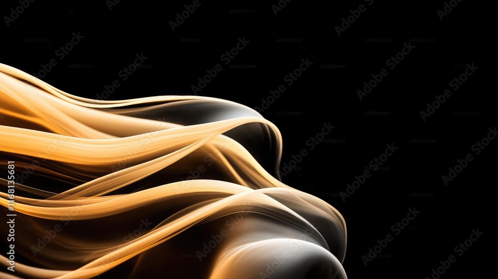 Poster grungy abstract background concept. abstract wave pattern with flowing golden lines on a black backg