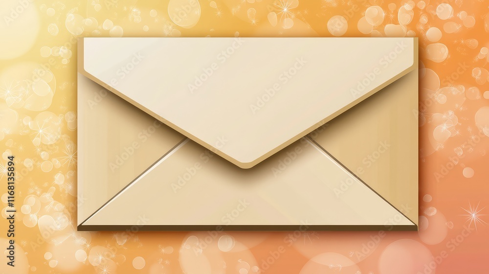 Poster a blank invitation card with an elegant envelope placed on a soft pastel gradient background, ideal 