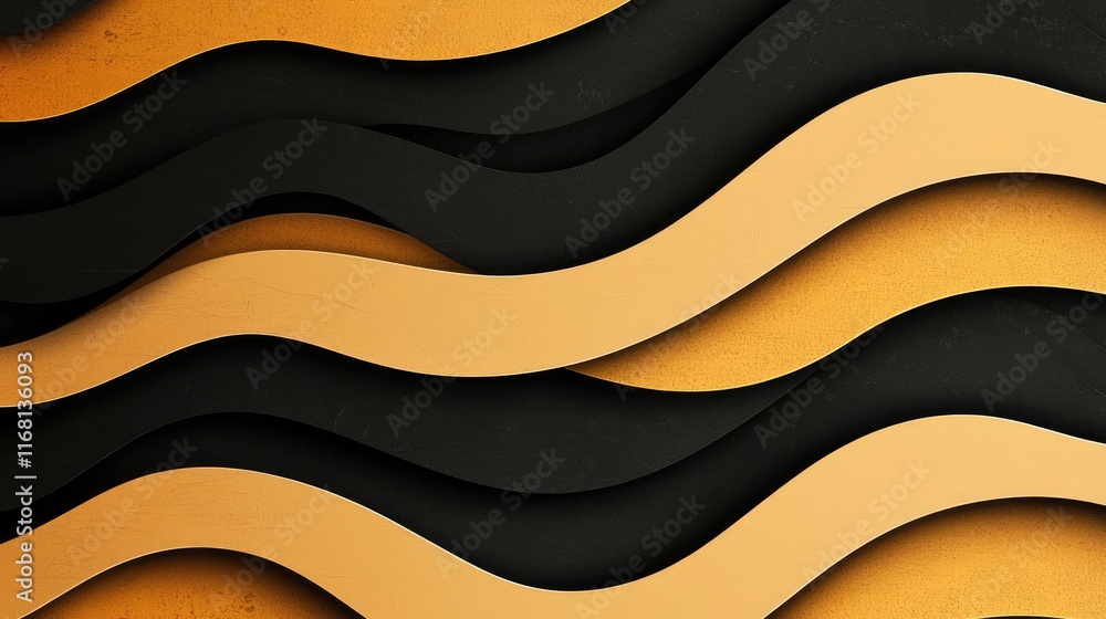 Poster grungy abstract background concept. abstract waves in black and gold create a modern decorative back
