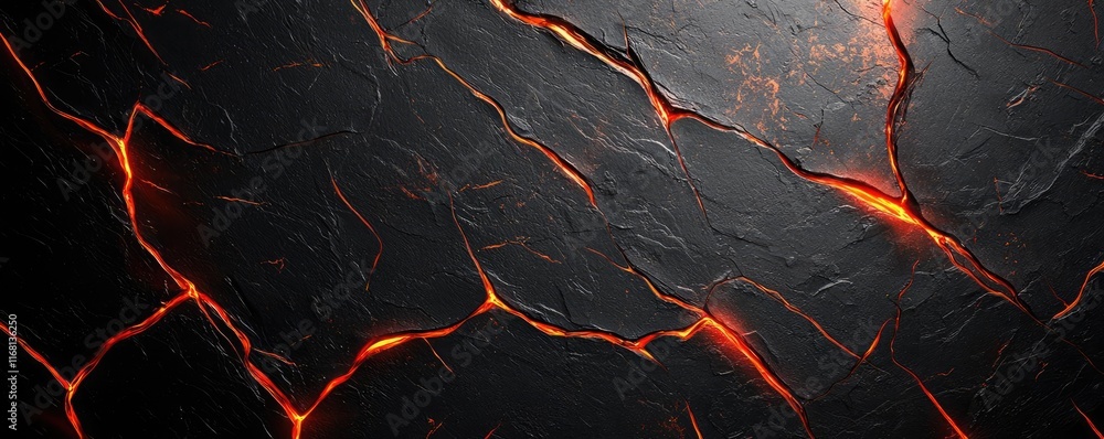 Poster grungy abstract background concept. abstract image of lava texture with glowing cracks in a dark bac
