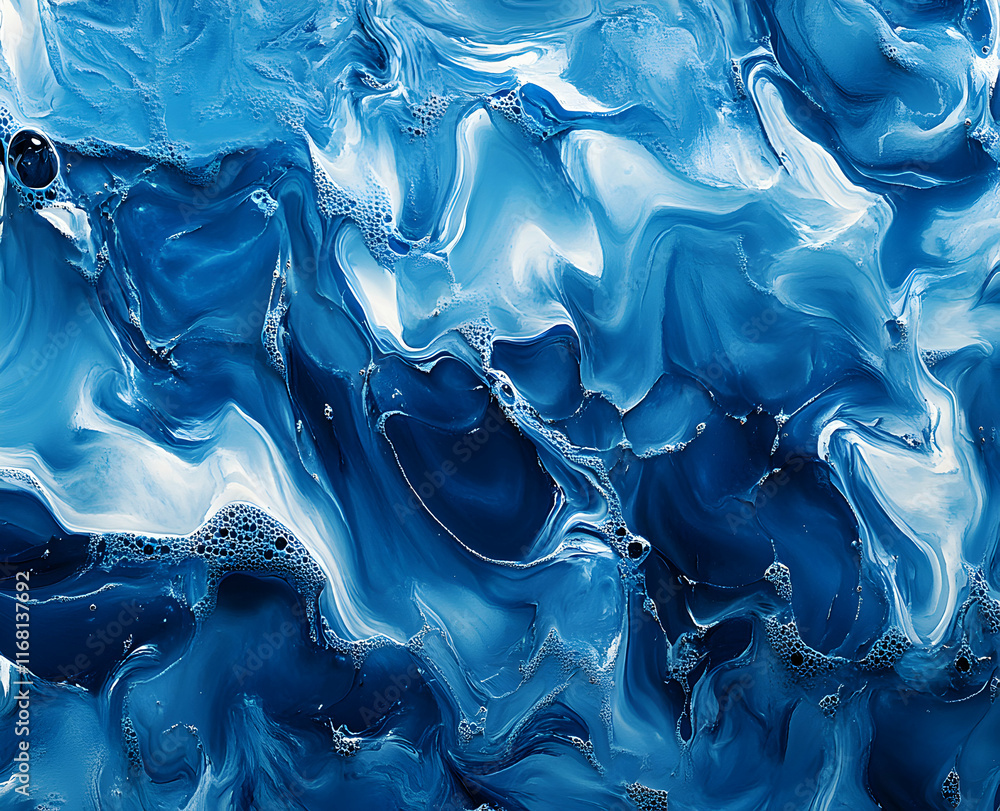 Poster abstract blue swirls: a mesmerizing fluid art piece showcasing the beauty of blended colors and text