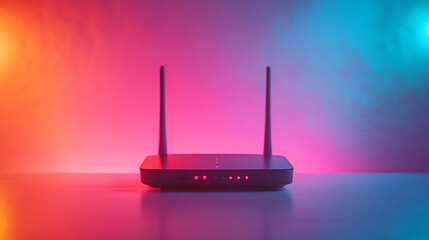 Fototapeta premium Wireless Router in Neon Light