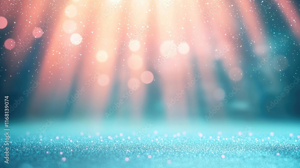 Poster Galaxy abstract background idea. Soft bokeh lights create a dreamy, tranquil atmosphere with sparkling highlights.