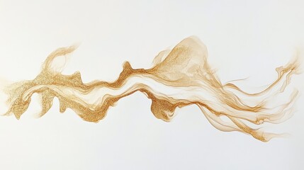 A subtle trail of gold ink spreading in water, forming a luxurious abstract design against a clean white backdrop