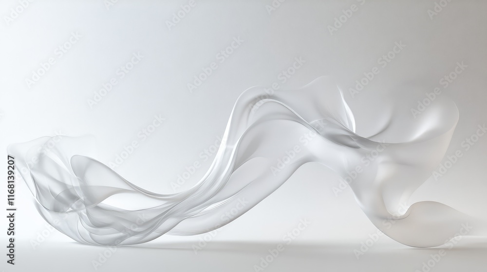 Poster a wave-like splash of water captured in motion, creating fluid shapes on a clean white gradient back