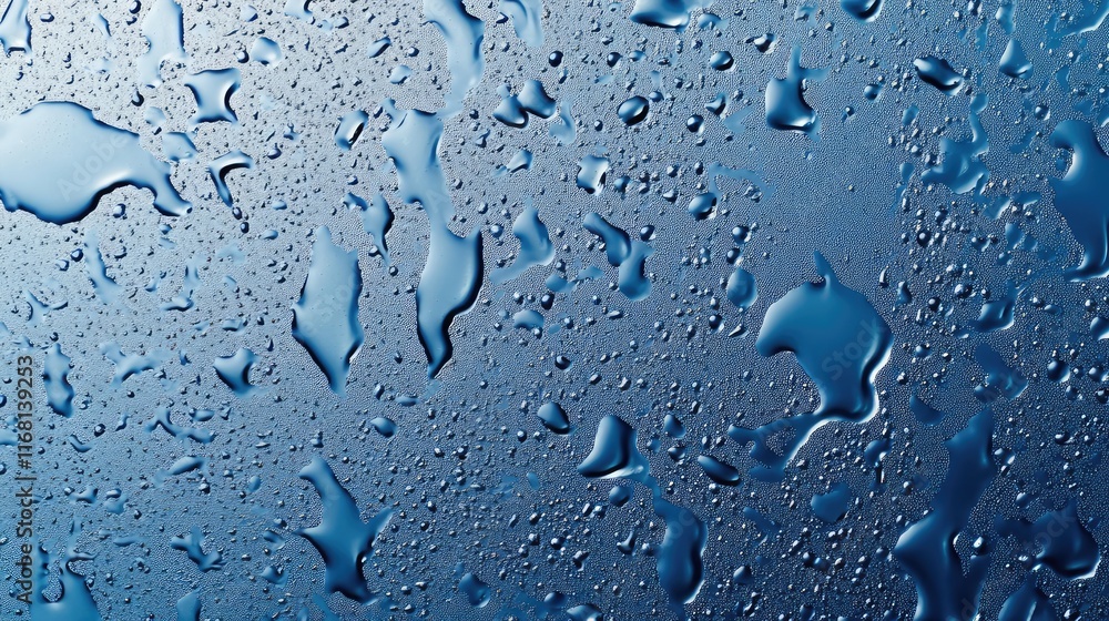 Aufkleber beautiful close-up of water droplets colliding, creating ripples and splash effects on a smooth blue
