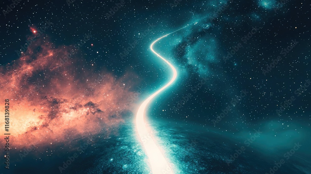 Poster galaxy abstract background idea. a breathtaking cosmic pathway illuminated in the vastness of space 