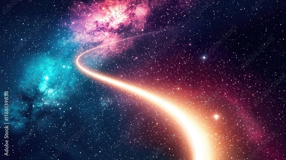 Aufkleber galaxy abstract background idea. vibrant cosmic scene with a glowing path through colorful galaxies 