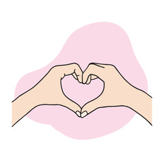 It's a hand gesture illustration that's doing a heart motion with hands. Hand-drawn vector elements