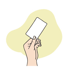 Hand gesture illustration holding a card with one hand. Hand drawn vector element.