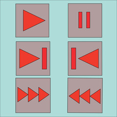 icon set paused, play, next, repeat, and next track youtube or vides