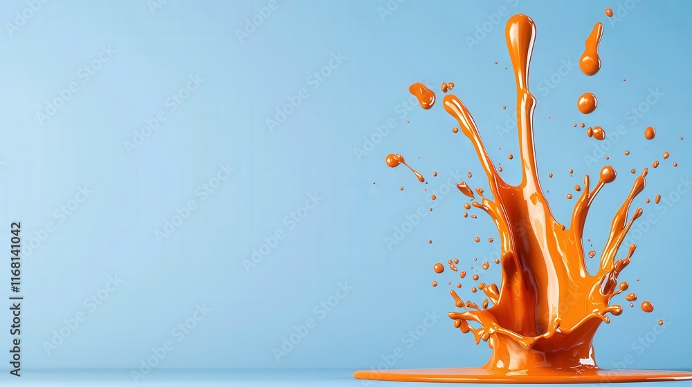 Poster Dynamic Orange Paint Splash Studio Abstract Image Minimalist Background